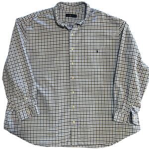 Polo Ralph Lauren Shirt Mens 5XB 5XL Blue Check Long Sleeve Button Down Preppy